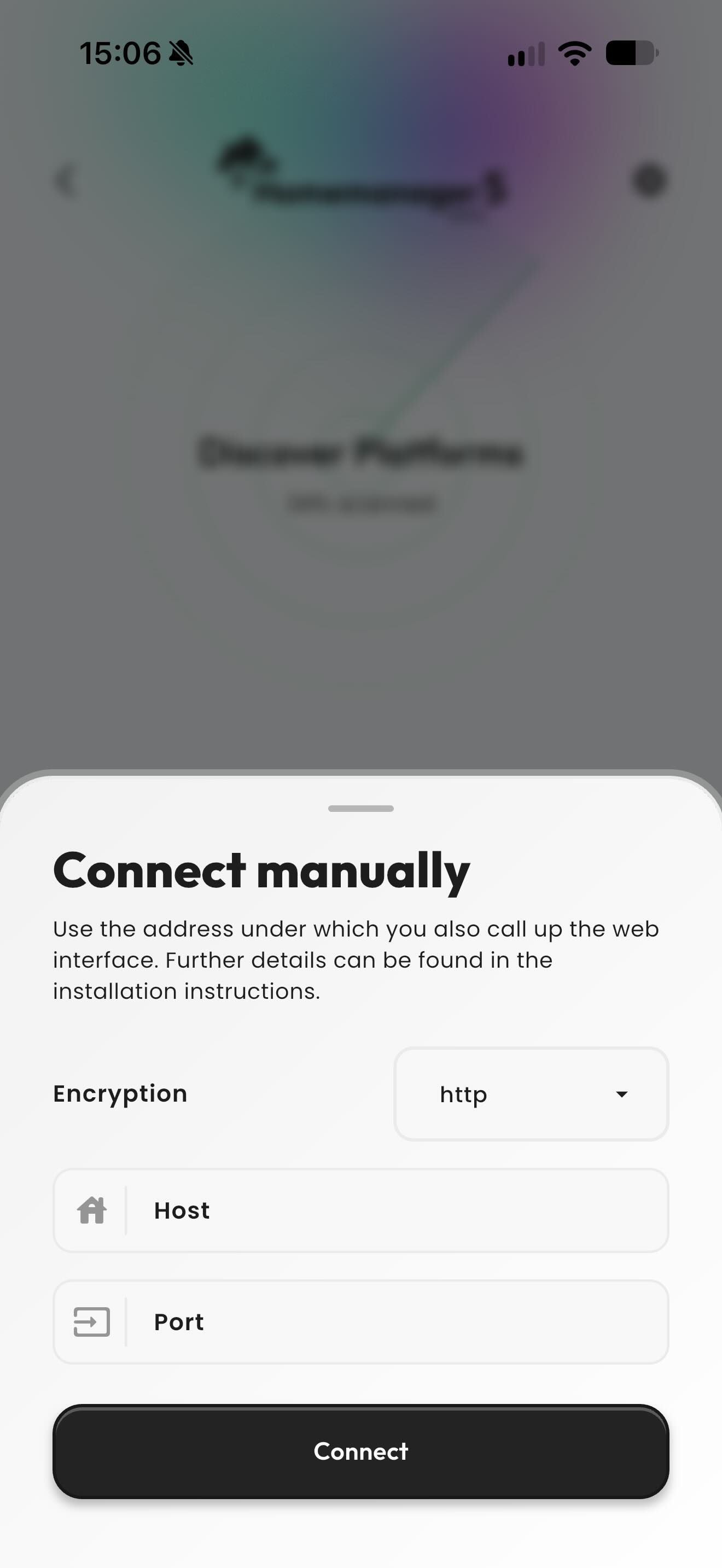 Manual server connection using IP and port