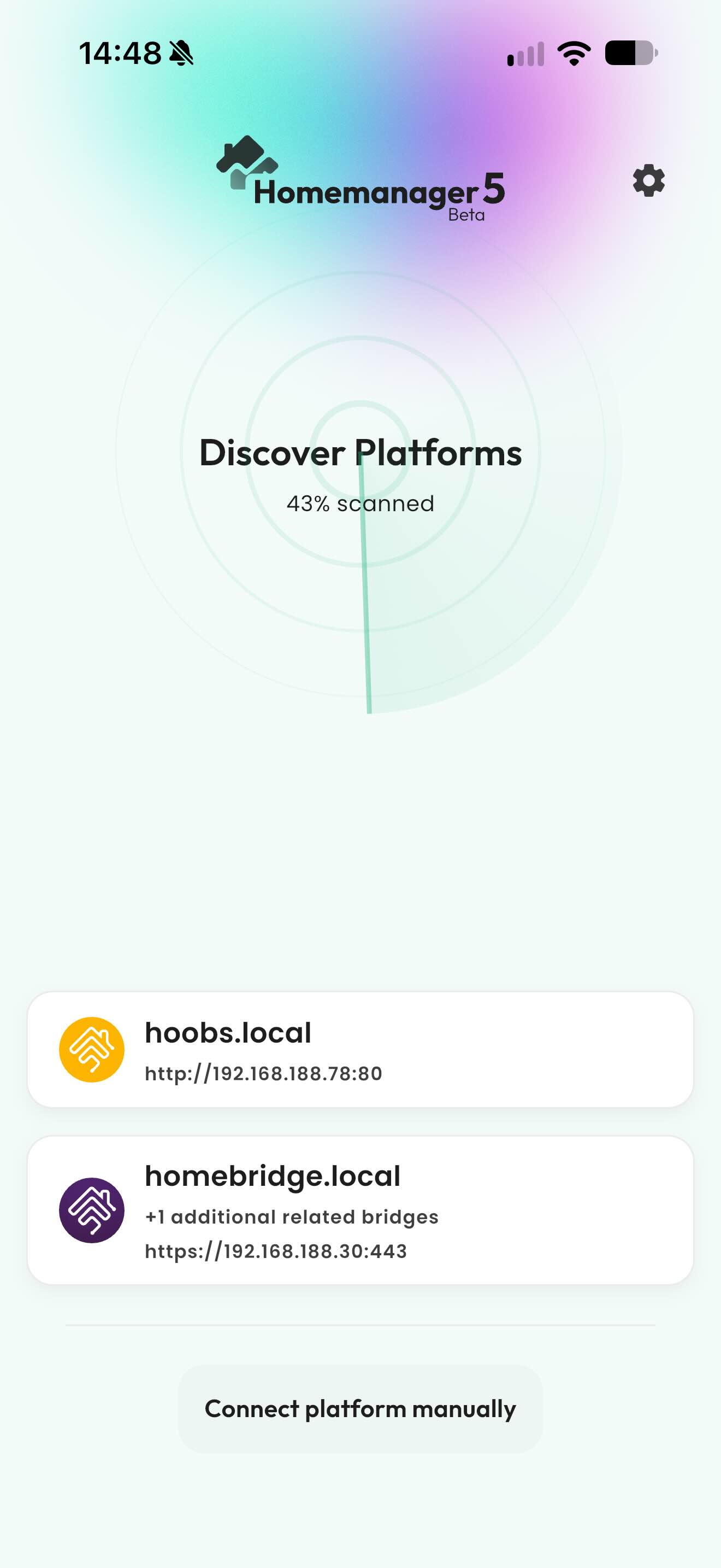 Automatic network scan in Homemanager